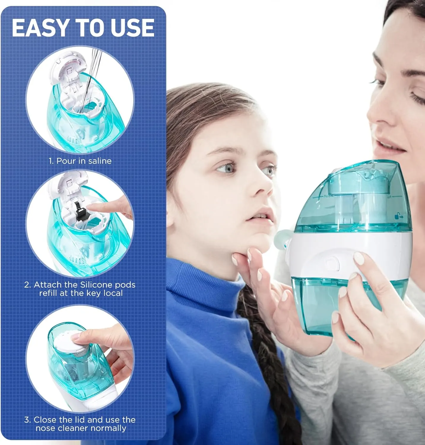 FireAnt 100 Saline Packets and 12 Reusable Saline Pods Refills Set, Compatible with Navage Nasal Care - Includes 100 Count Salt Packets Sinus Rinse   12 Pack Silicone Salt Pads Refill in Black & Blue