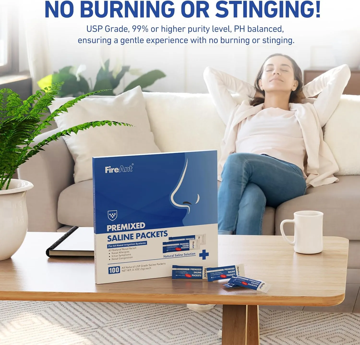 FireAnt 100 Saline Packets and 12 Reusable Saline Pods Refills Set, Compatible with Navage Nasal Care - Includes 100 Count Salt Packets Sinus Rinse   12 Pack Silicone Salt Pads Refill in Black & Blue
