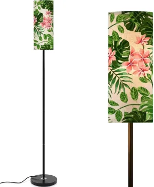Floor Lamp for Living Room Seamless Exotic Pattern Tropical Leaves Flowers Light Stand Lamp with Remote Control Dimmable LED Tall Lamps for Bedrooms Reading Western Home Decor