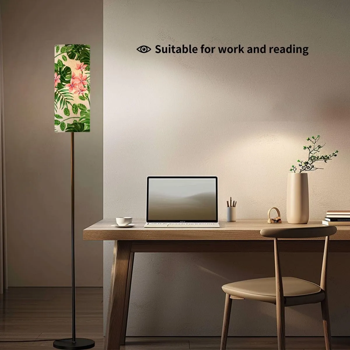 Floor Lamp for Living Room Seamless Exotic Pattern Tropical Leaves Flowers Light Stand Lamp with Remote Control Dimmable LED Tall Lamps for Bedrooms Reading Western Home Decor