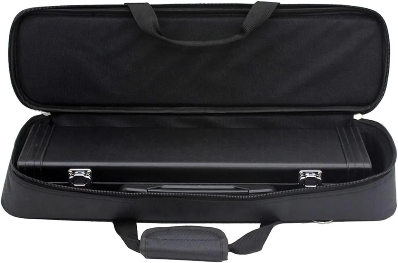 Flute Carrying Bag with Adjustable Shoulder Strap Water Proof Cloth Flute Storage Bags Recorder Flute Bag Flute Storage Pouch Zipper Carrying Bag (Black, 47cm)