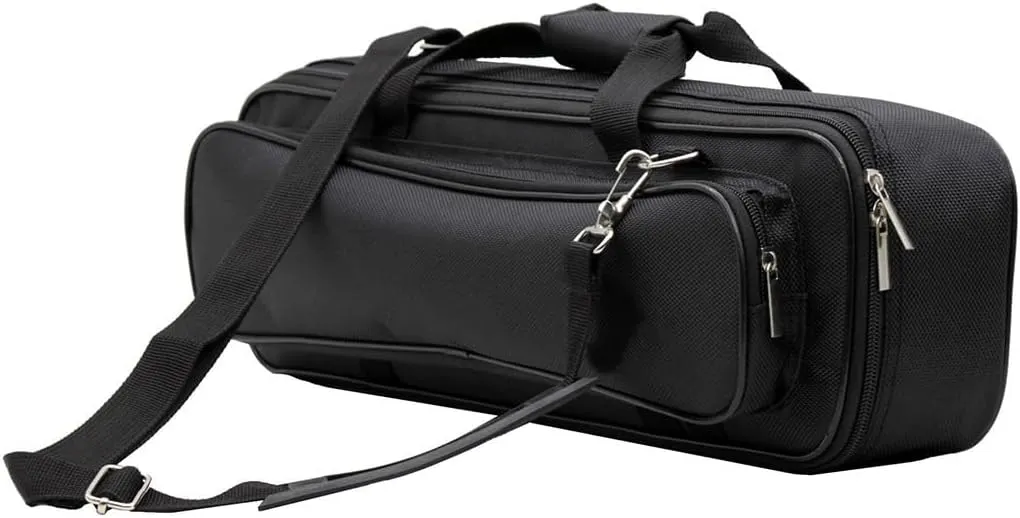 Flute Carrying Bag with Adjustable Shoulder Strap Water Proof Cloth Flute Storage Bags Recorder Flute Bag Flute Storage Pouch Zipper Carrying Bag (Black, 47cm)