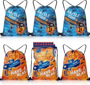 Flutesan Dart Party Supplies Bags Party Gun Drawstring Treat Bags Dart Drawstring Backpack(12 Pieces)