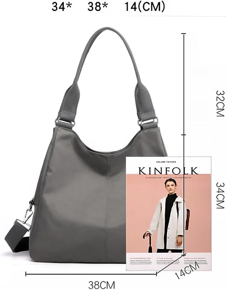 Foldable Tote Bag With Zipper, Large Purses for Women Shoulder Bag,Top Handle Satchel Handbag for Travel Work