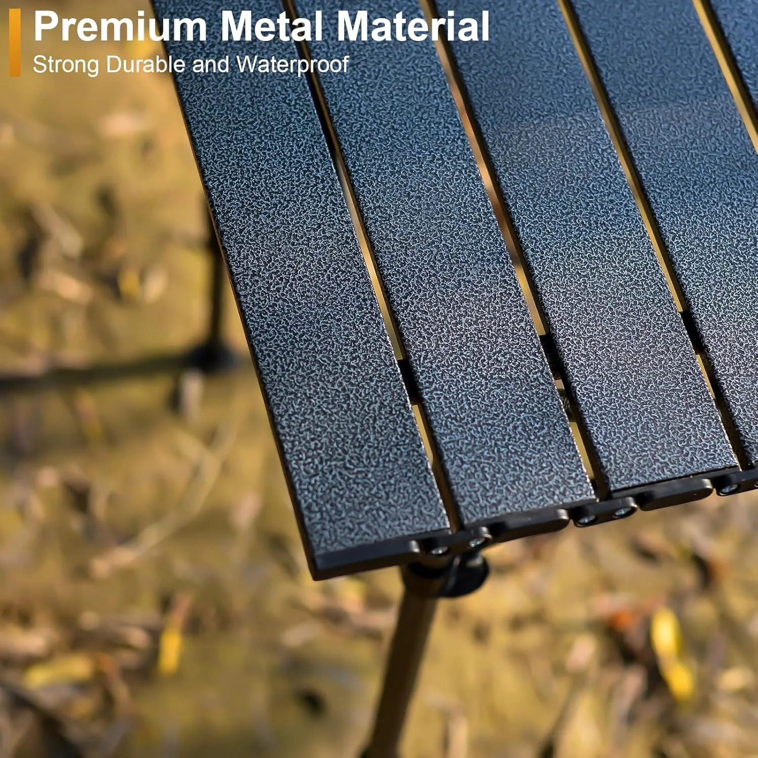 Folding Camping Table, Outdoor Roll-up Table Height Adjustable & Portable Metal Camp Grill Table for Picnic, BBQ, Party, Backyard, Beach, Mesh Storage and Carry Bag (Ash Black, 47.24'' X-Large)