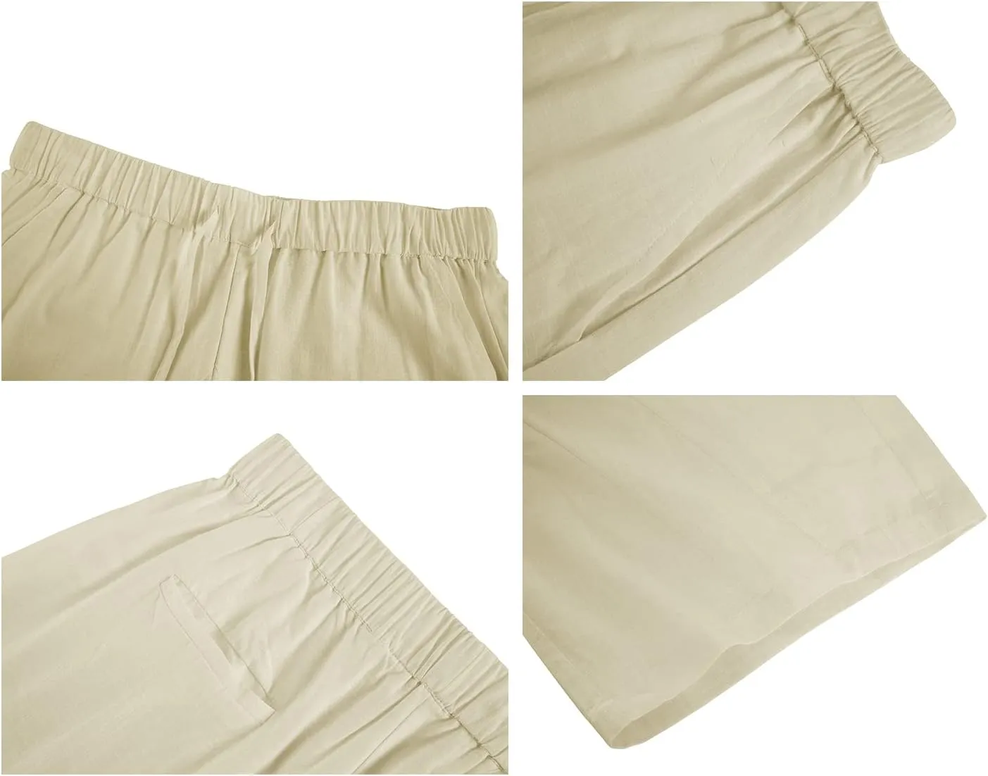 Fommykin Men's Cotton Linen Capri Pants Baggy Harem Drawstring Yoga Beach Pants with Pockets