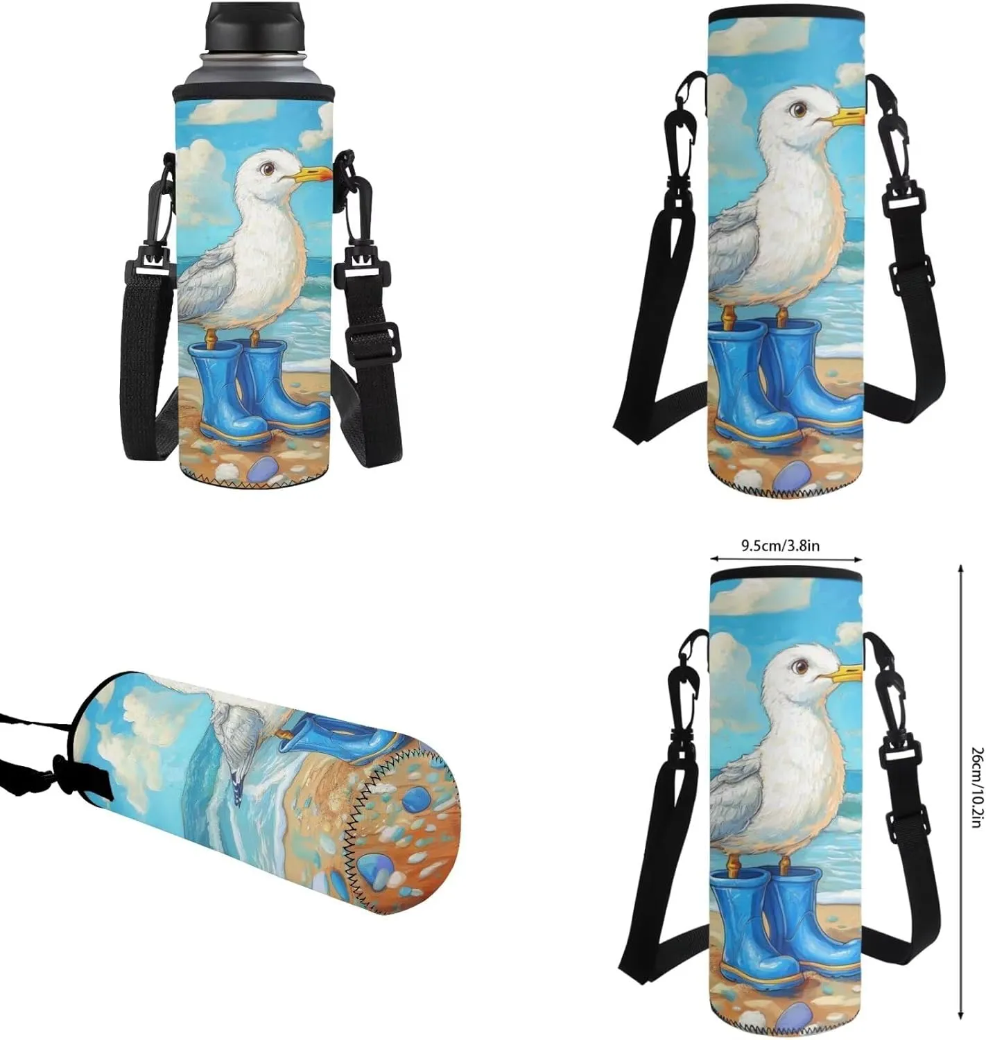 FOR U DESIGNS Seagull Backpack Set with Lunch Box Kawaii Ocean Backpack for Girls Cute Bookbag and Lunch Box Set 4 in 1 Large Capacity School Bag 5th Grade