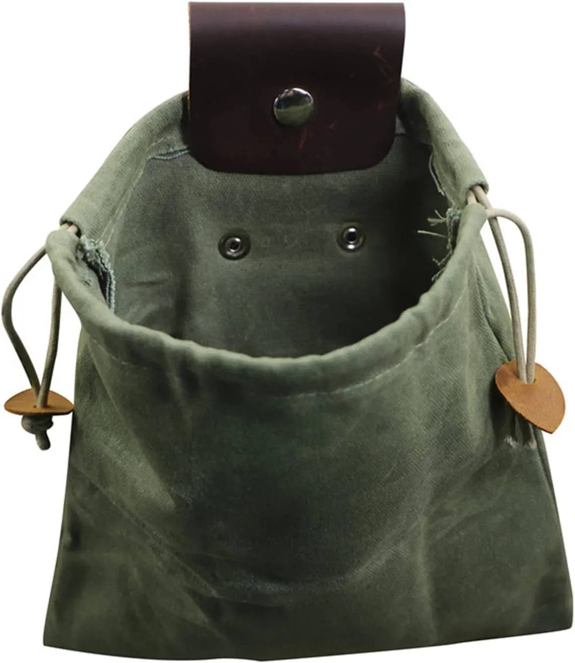 Foraging Bag Waxed Canvas Collapsible, Waxed Canvas Mushroom Foraging Pouch, Camping Bag Belt Packs Waterproof Small Leather Pouch Hunting Fanny Pack for Pick & Seashells Outdoor (Brown, Leather)