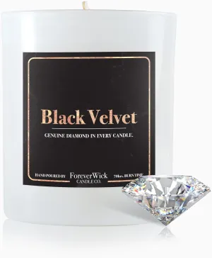Foreverwick Black Velvet Majestic Moss Surprise Soy Wax Candle with Diamond Inside 14Oz Jar, Large Candles, Scented, Gift Women, Glass, Large Size, Double Pour Inspired, 70 Hours