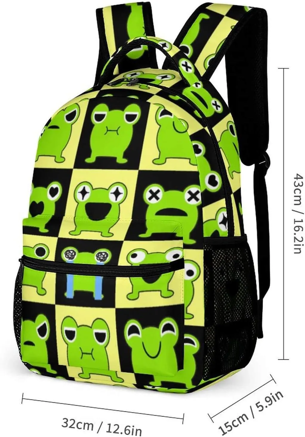 Frog School Backpack for Kids Girls Boys, 16 Inch Cute Frogs Themed Bookbag, Personality School Backpack for Students Children, Lightweight, Large Capacity