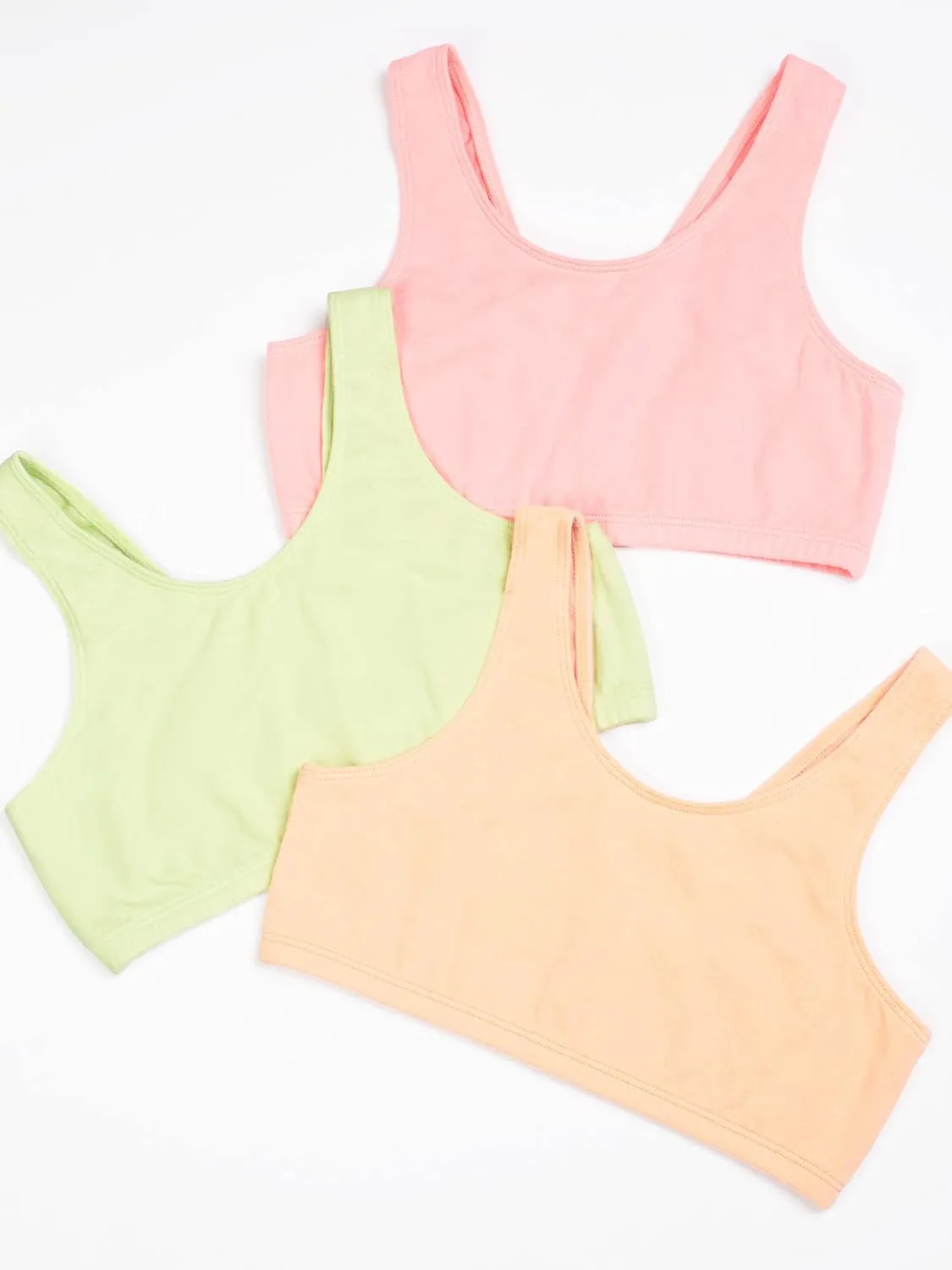 Fruit of the Loom Girls' Multi Cotton Built-Up Stretch Sports Bra Available in 6 Packs