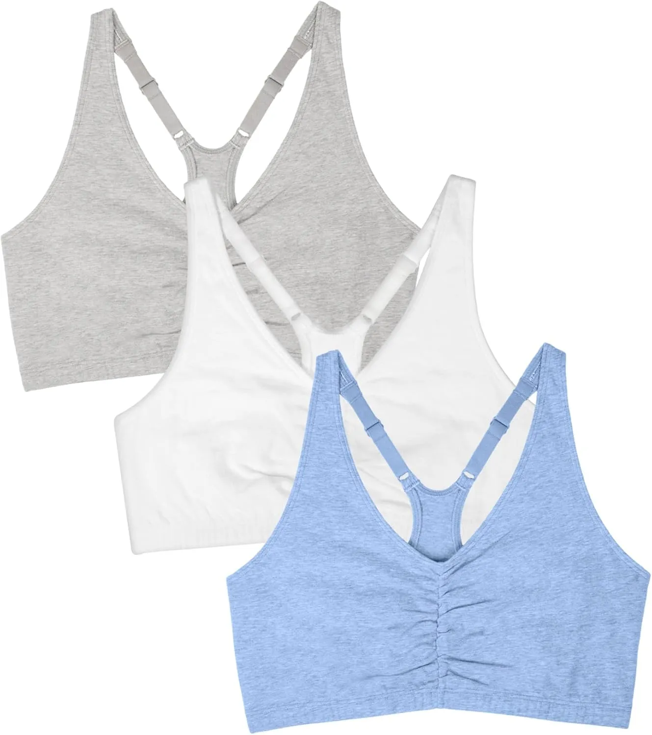 Fruit of the Loom Women's Adjustable Shirred Front Racerback Sports Bra Multi Packs!