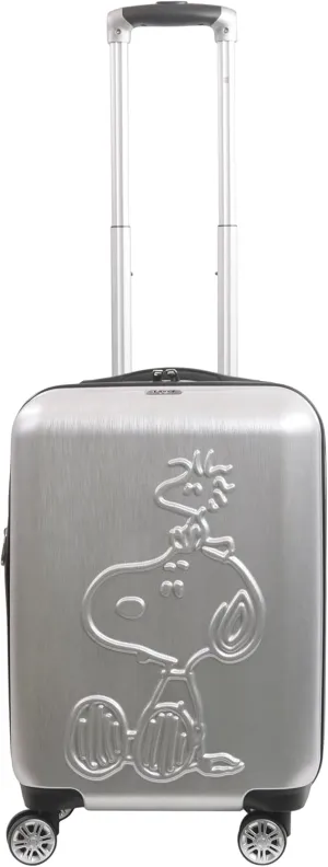 Ful Peanuts 22 Inch Carry On Rolling Luggage, Snoopy and Woodstock Hardshell Suitcase with Wheels, Silver