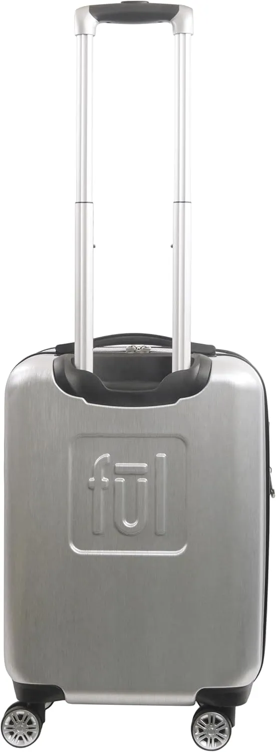 Ful Peanuts 22 Inch Carry On Rolling Luggage, Snoopy and Woodstock Hardshell Suitcase with Wheels, Silver