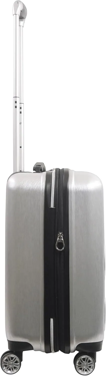 Ful Peanuts 22 Inch Carry On Rolling Luggage, Snoopy and Woodstock Hardshell Suitcase with Wheels, Silver