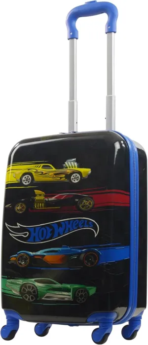 FUL Unisex Hot Wheels 20.5 Inch Carry On Rolling Luggage, Hardshell Suitcase with Spinner Wheels, Blue