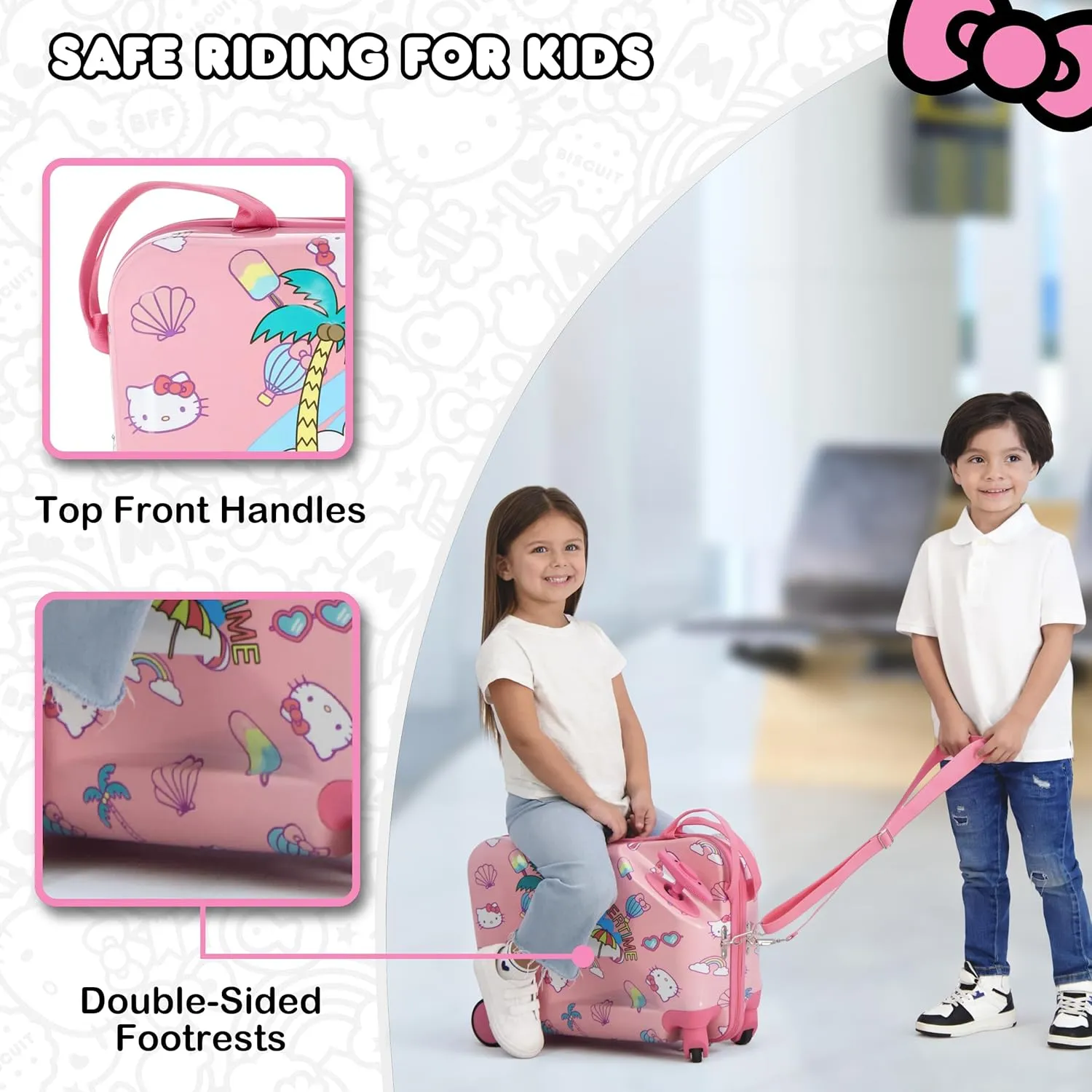 FUL Unisex Kid's Hello Kitty 21 Inch Carry On Luggage, Hardshell Rolling Suitcase with Spinner Wheels, Pink, 19 Inch
