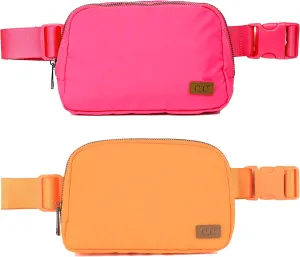 Funky Junque Crossbody Bag Sling Belt Stadium Waist Fanny Concert Bag: 2 Pack - Solid - Hot Pink   Orange