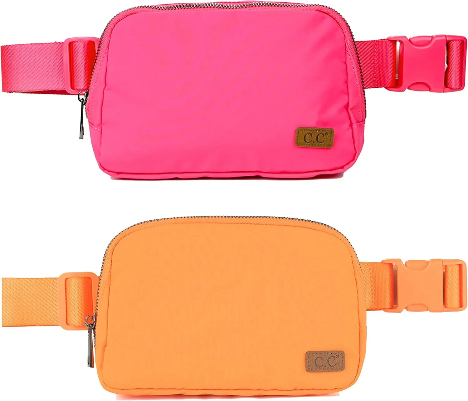 Funky Junque Crossbody Bag Sling Belt Stadium Waist Fanny Concert Bag: 2 Pack - Solid - Hot Pink   Orange