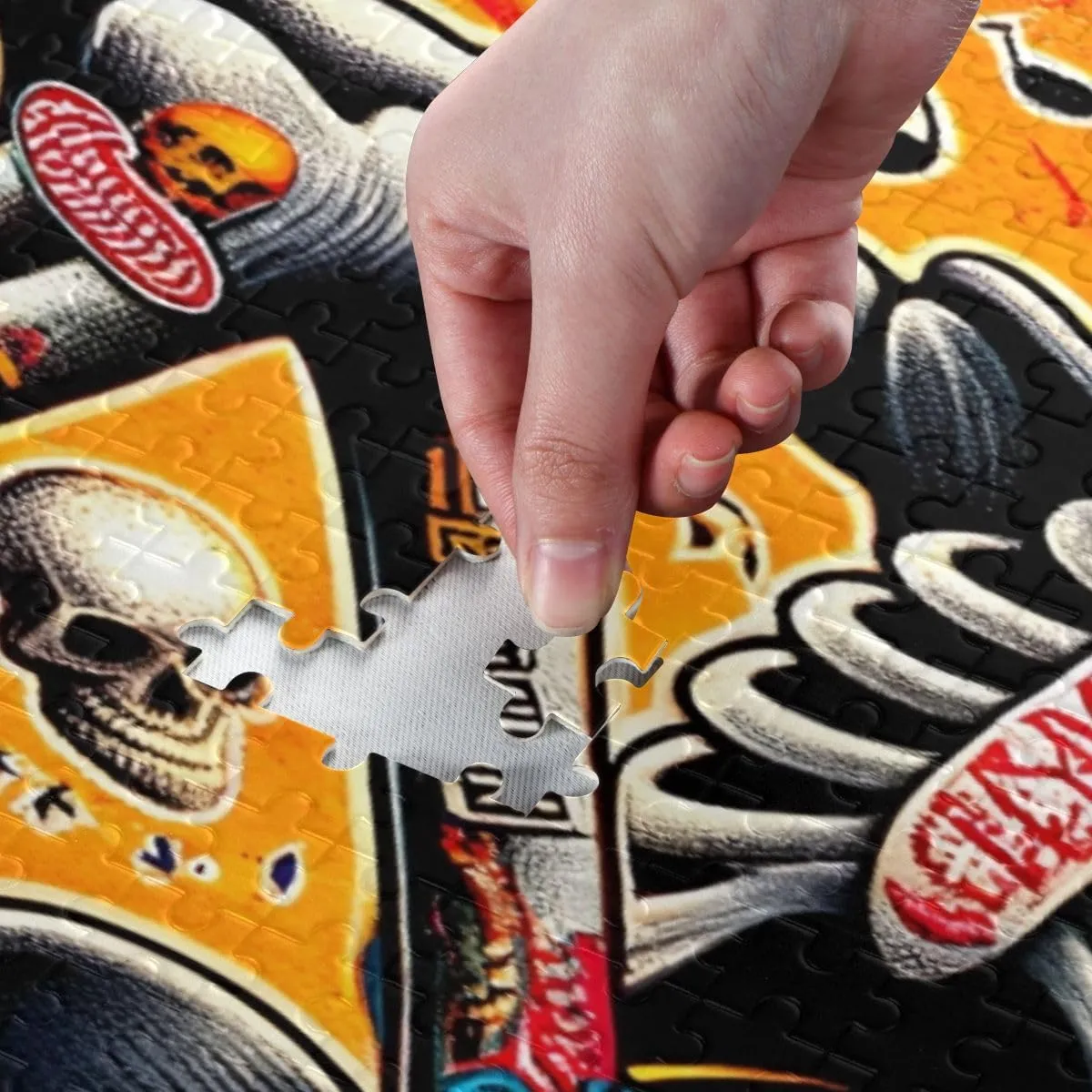 Funny Skeleton Skateboarding 1000 Piece Puzzle, Difficult Puzzles Challenging Family Activity, Finished Size 29.5 x 19.7 Inches