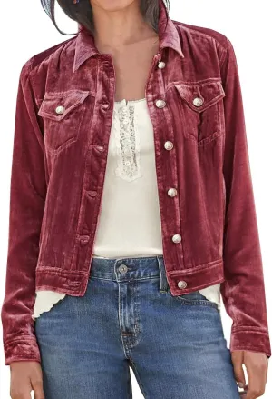 futurino Women's Solid Long Sleeve Velvet Jacket Cardigan Coat with Pocket Coat Future Women's Solid Long Sleeve Velvet