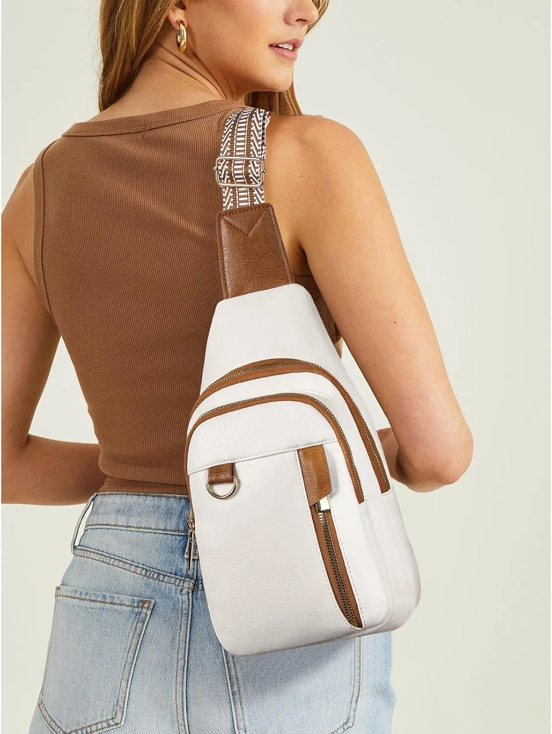 GAEKEAO Sling Bag for Women Crossbody Bags Fanny Pack Vegan Leather Chest Bag Travel Shoulder Belt Purse Backpack Gifts