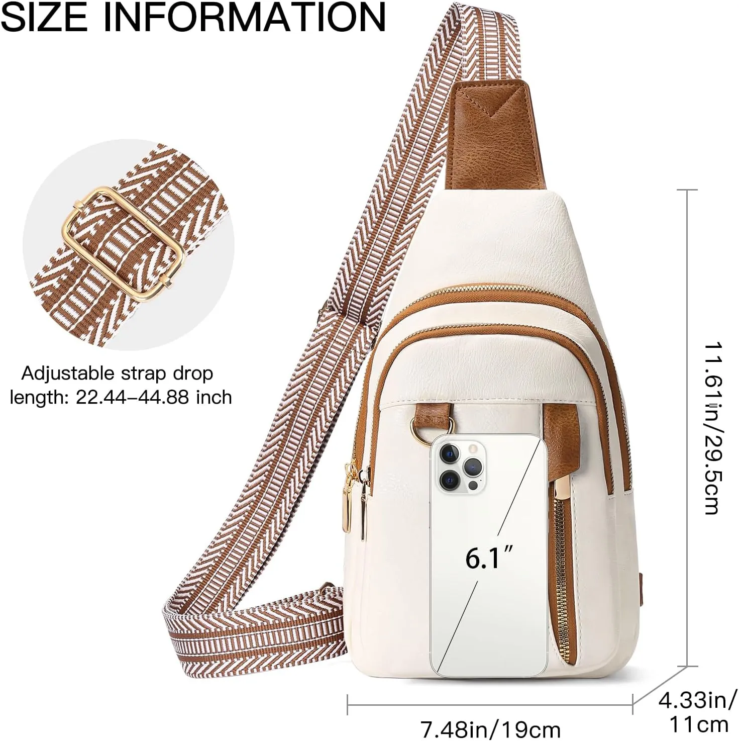 GAEKEAO Sling Bag for Women Crossbody Bags Fanny Pack Vegan Leather Chest Bag Travel Shoulder Belt Purse Backpack Gifts