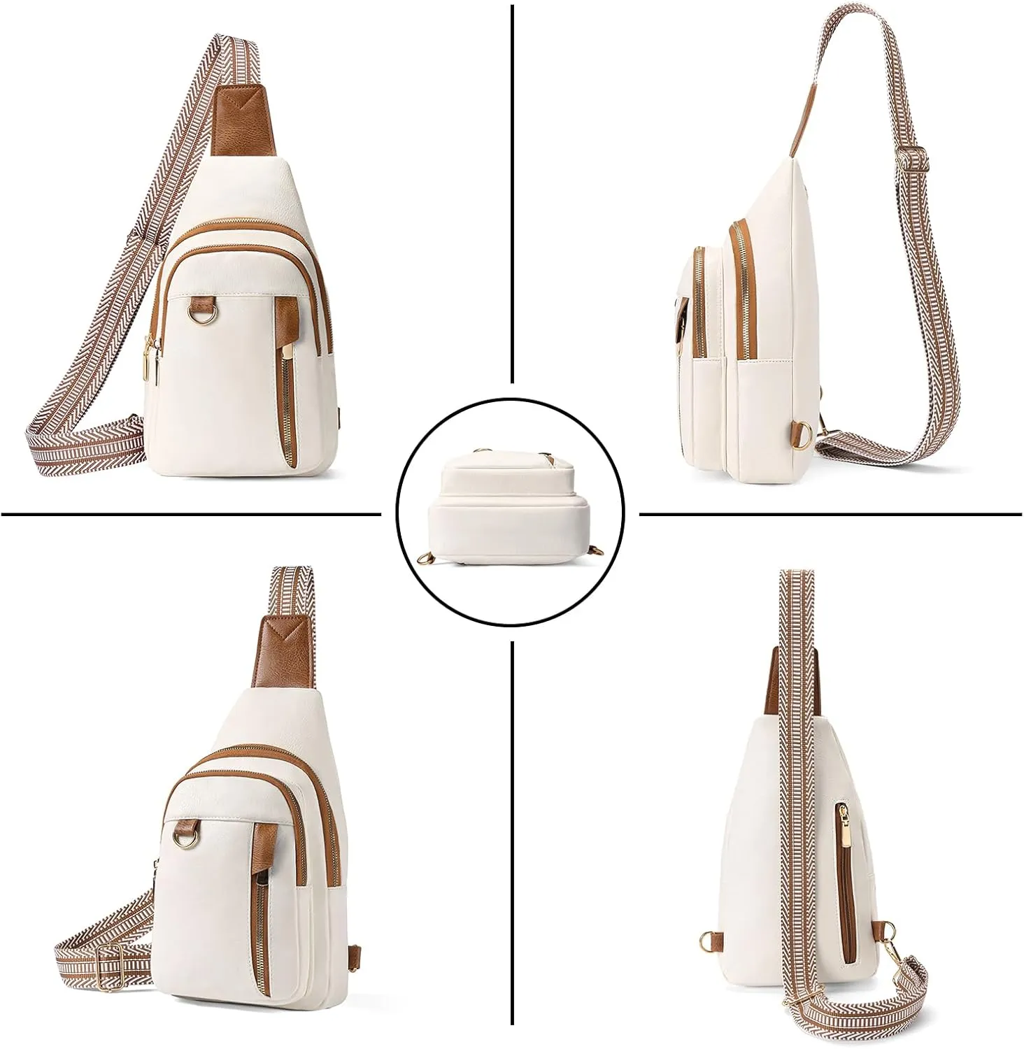 GAEKEAO Sling Bag for Women Crossbody Bags Fanny Pack Vegan Leather Chest Bag Travel Shoulder Belt Purse Backpack Gifts