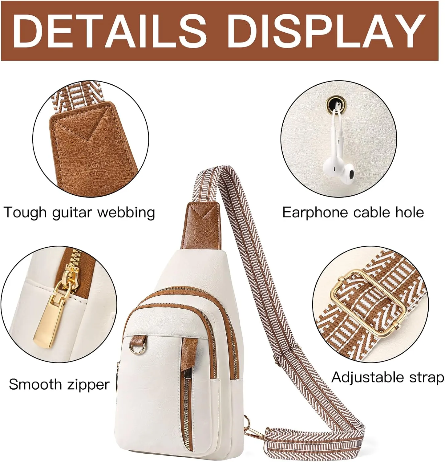 GAEKEAO Sling Bag for Women Crossbody Bags Fanny Pack Vegan Leather Chest Bag Travel Shoulder Belt Purse Backpack Gifts