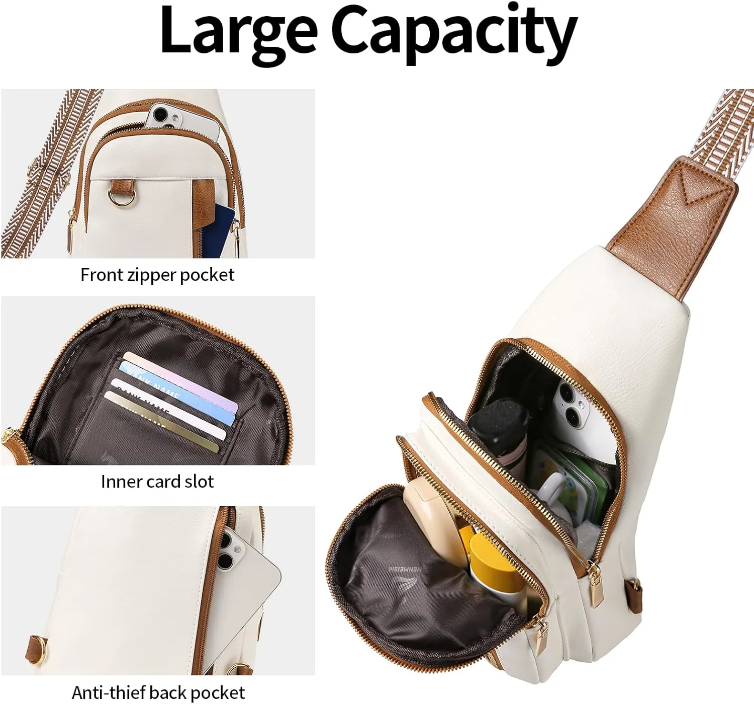 GAEKEAO Sling Bag for Women Crossbody Bags Fanny Pack Vegan Leather Chest Bag Travel Shoulder Belt Purse Backpack Gifts