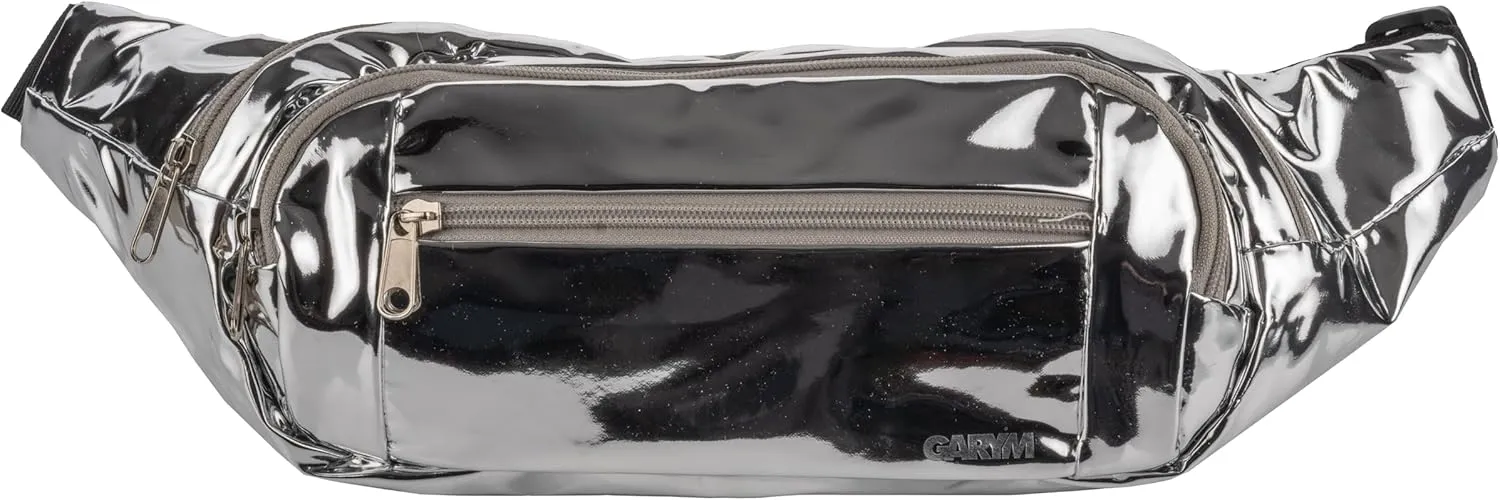 Gary Majdell Sport Metallic Fanny Pack with Adjustable Strap - Fashionable and Functional for Festivals, Travel, and Everyday Use, Silver