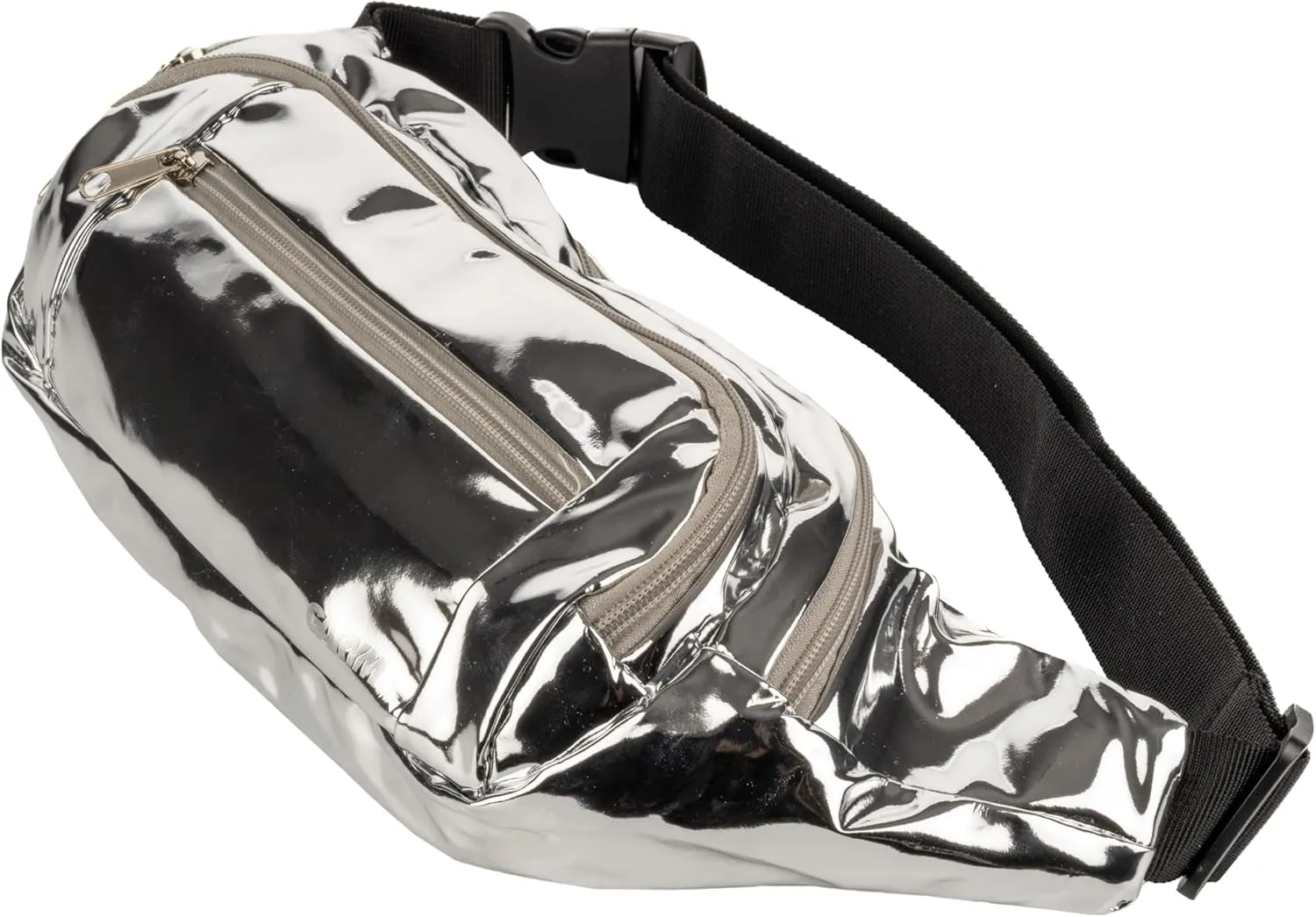 Gary Majdell Sport Metallic Fanny Pack with Adjustable Strap - Fashionable and Functional for Festivals, Travel, and Everyday Use, Silver