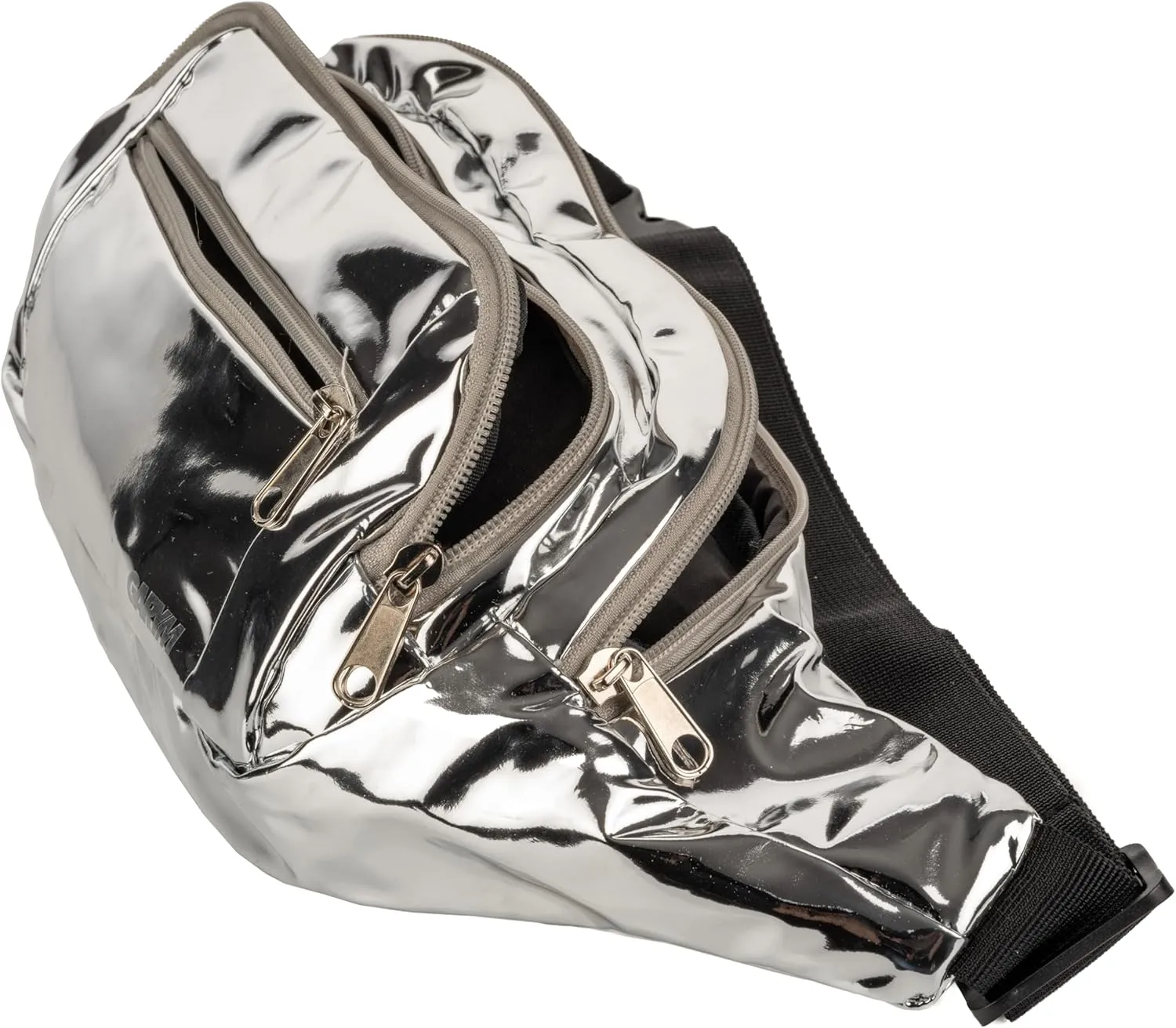 Gary Majdell Sport Metallic Fanny Pack with Adjustable Strap - Fashionable and Functional for Festivals, Travel, and Everyday Use, Silver