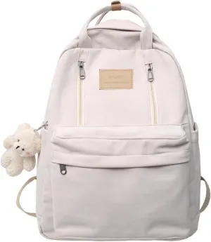 GAXOS Cute Backpack for School Aesthetic Backpack Purse for Women Girls White Book Bag Korea Style Bookbag