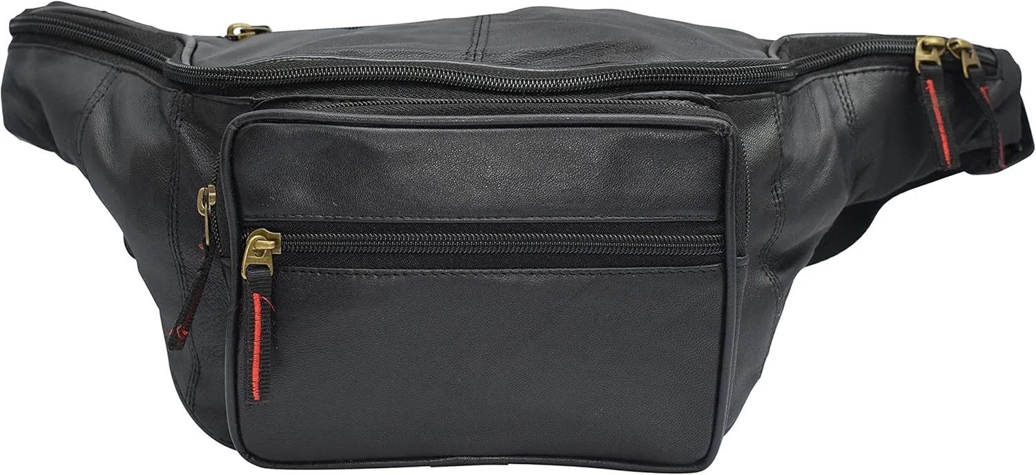 Genuine Leather Concealed Carry Weapon Waist Pouch Fanny Pack Gun Conceal Purse with Front Pocket RFID Protected for Both Men & Women