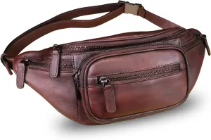 Genuine Leather Fanny Pack for Women and Men Leather Waist Bag Fashion Sling Bag Shoulder Crossbody Bag Sling Backpack (Coffee)
