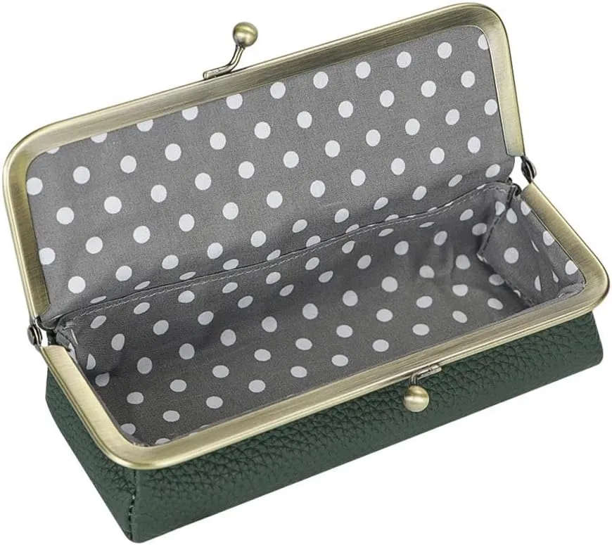 Genuine Leather Fashion Glasses Case - RFID Blocking, Fashion Pencil Bag with Kiss Lock, Coin Purse for Women