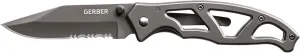 Gerber Gear Paraframe I EDC Folding Pocket Knife, 3" Serrated Edge with Safety Frame Lock, Stainless Steel, Grey