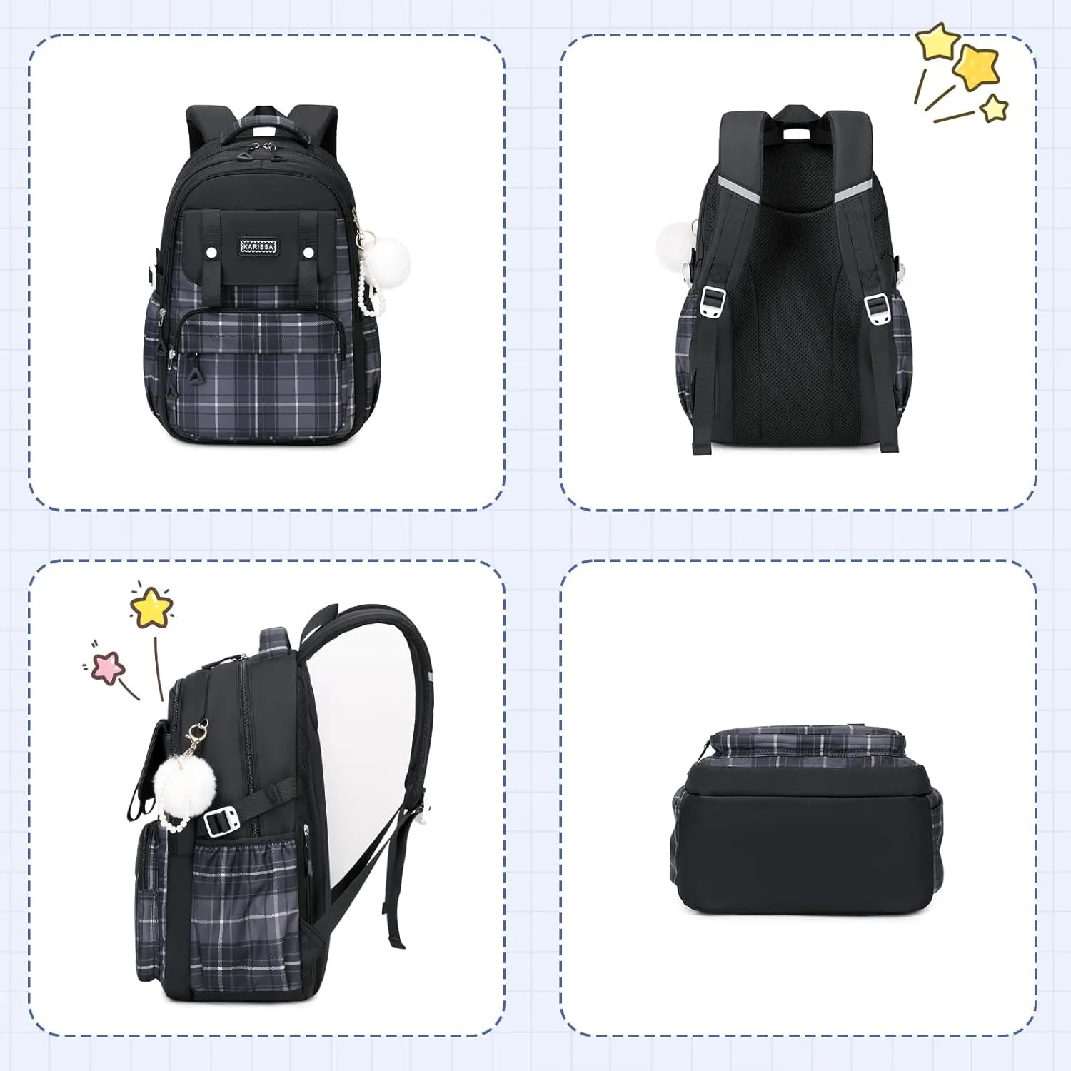 Girls Backpack, Ideal School Backpack for Girls from Elementary to Teen Years, Kawaii Bookbag Cute Large Capacity
