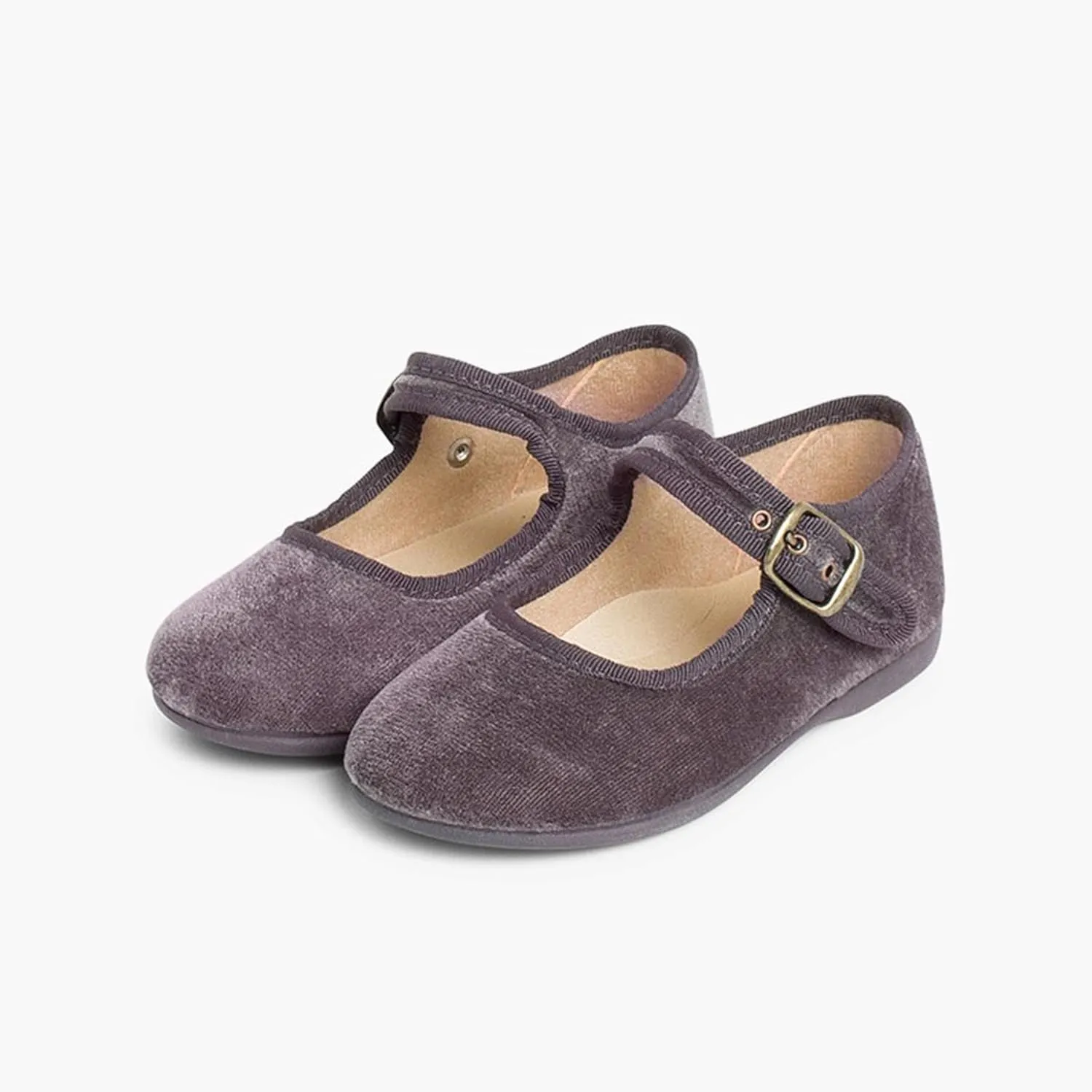 Girls Buckle Up Velvet Mary Janes
