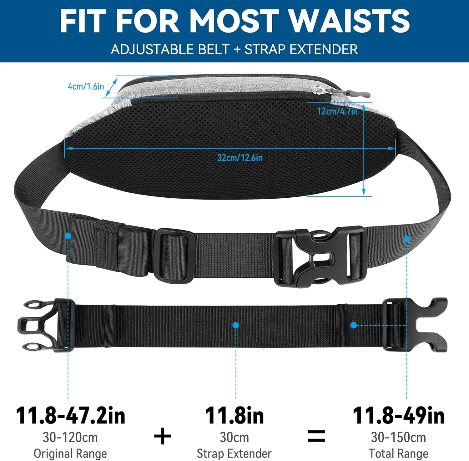Gisdanchz Fanny Pack Waist Bag with Extender for Women Men, Lightweight Bum Bag for Daily Walking Running Jogging Hiking