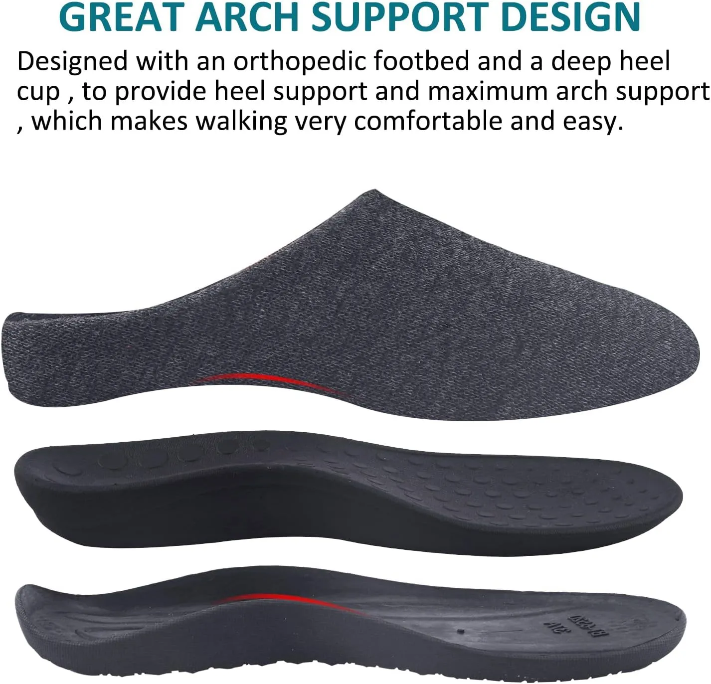 Git-up Orthotic Slippers with Arch Support for Plantar Fasciitis Pain Relief,Comfortable Slip On Clog,Indoor Outdoor Orthopedic House Shoes with Anti-Skid Rubber Sole