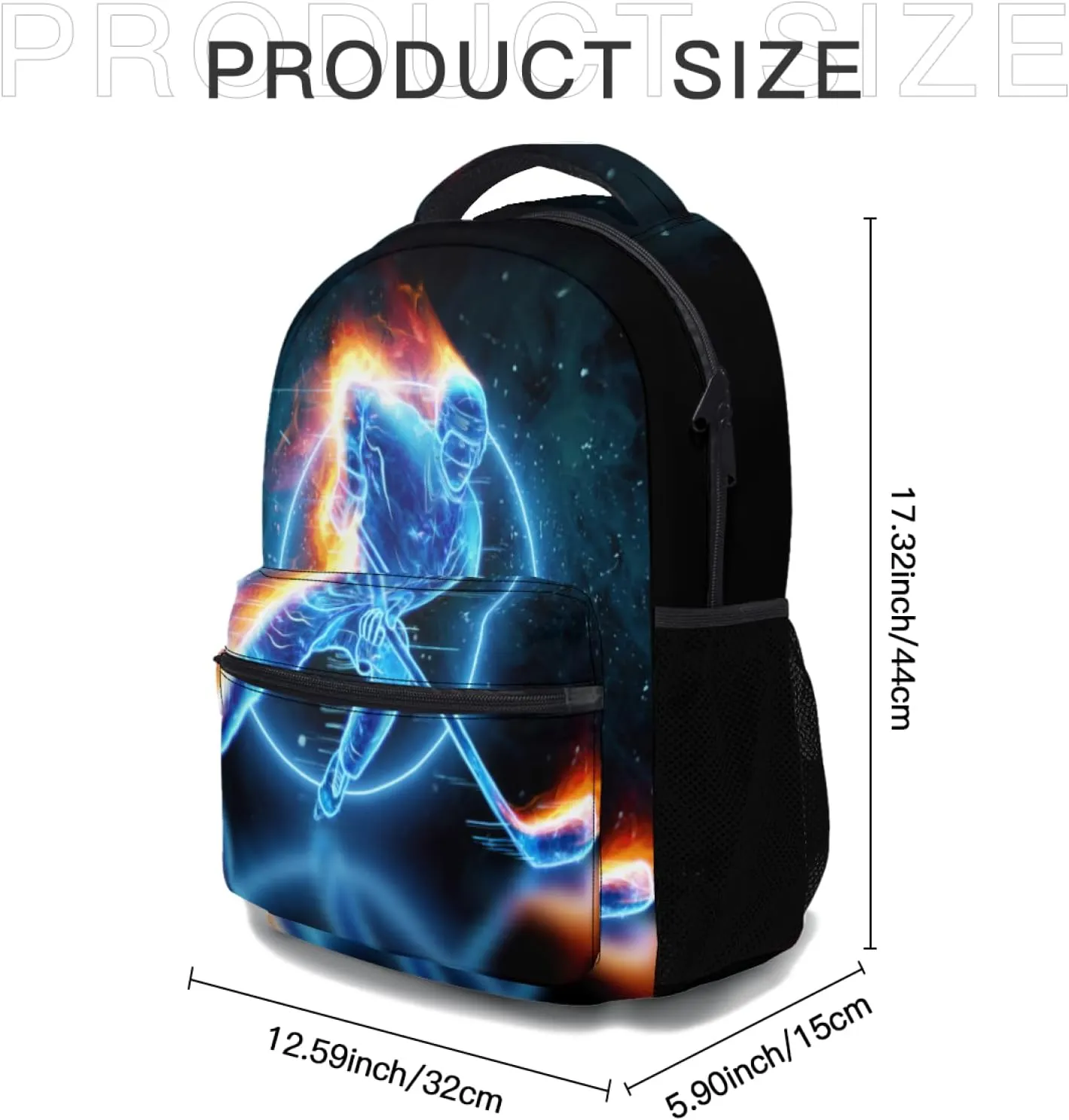Giwawa Ice Hockey Backpack- Red Fire Player School Shoulder Bags with Multi Pockets for Teens Men Boys Girls Hiking Travel Laptop- Casual Large Capacity Sports Kids Bookbag