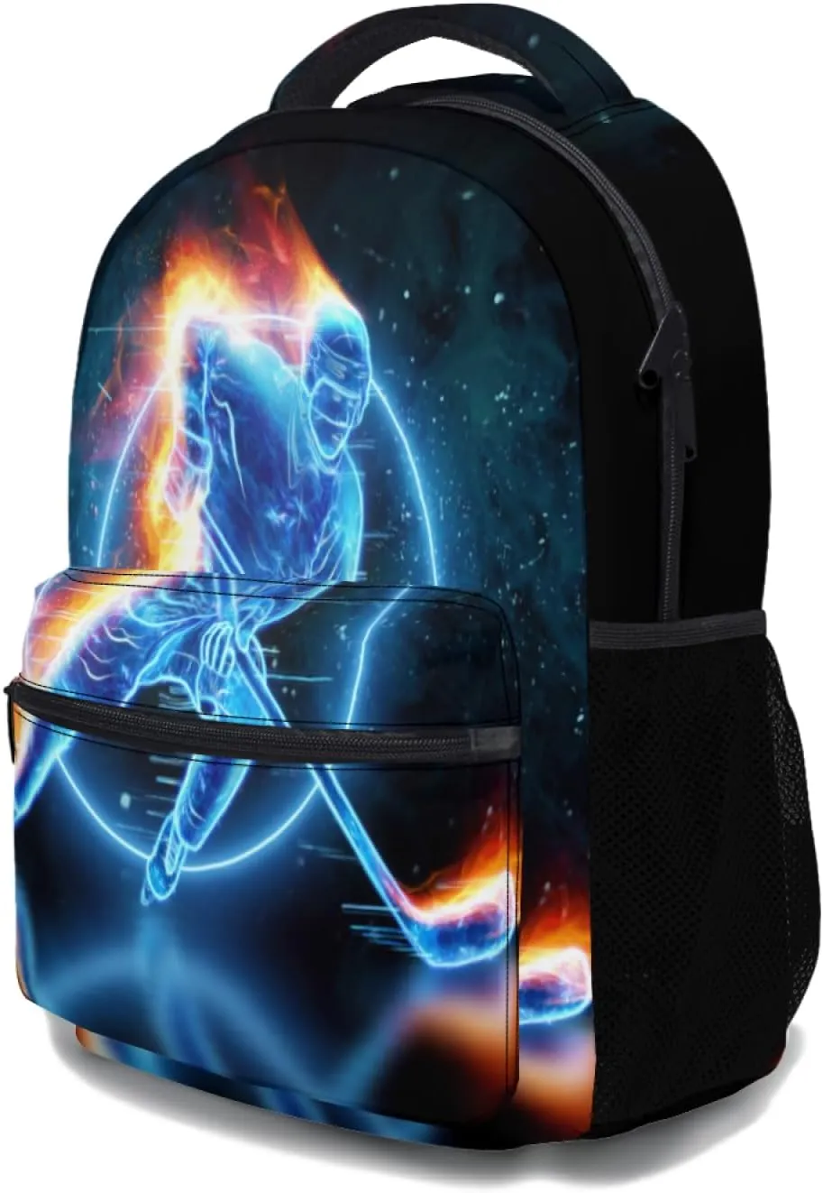 Giwawa Ice Hockey Backpack- Red Fire Player School Shoulder Bags with Multi Pockets for Teens Men Boys Girls Hiking Travel Laptop- Casual Large Capacity Sports Kids Bookbag