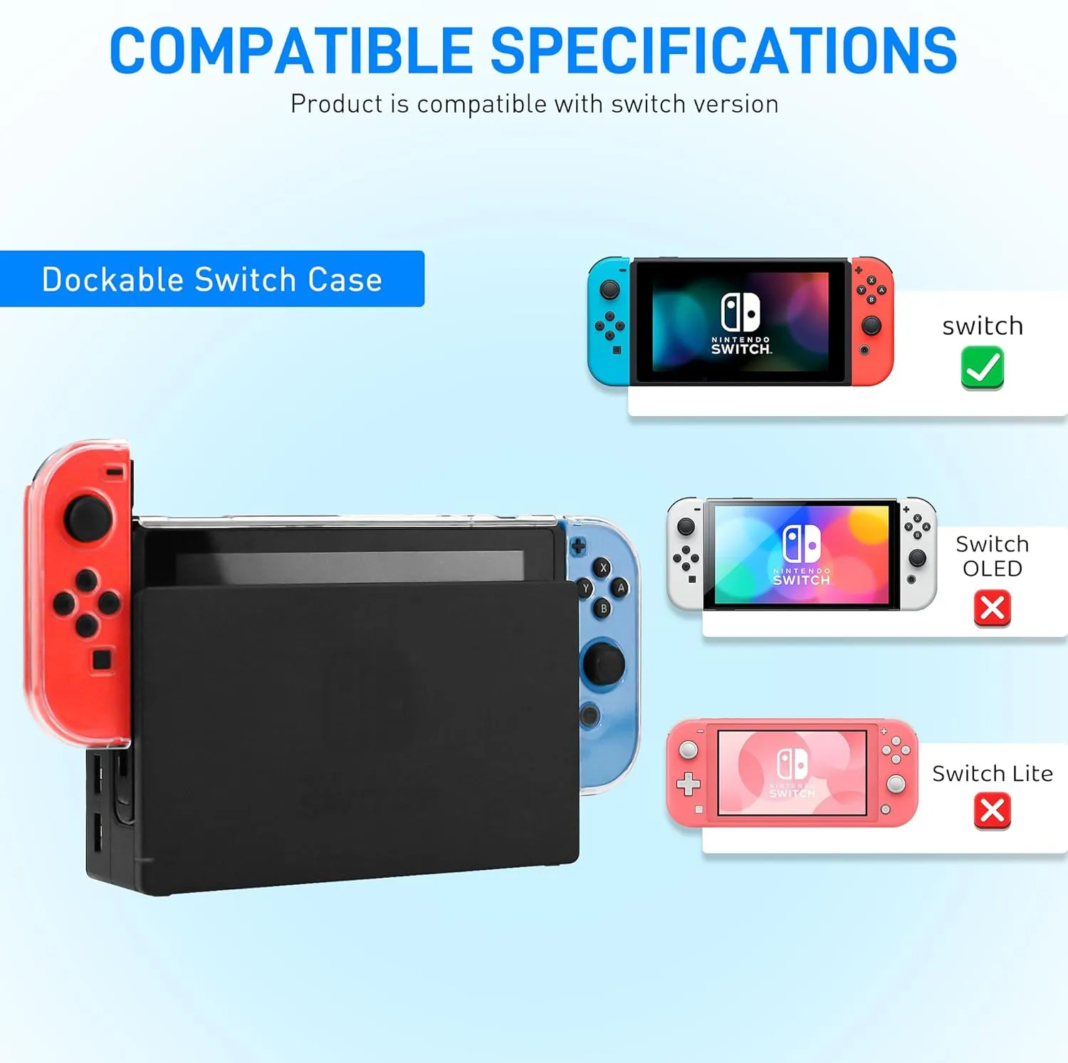 GLDRAM Black Carrying Case for Nintendo Switch, 11 in 1 Accessories Bundle with Portable Switch Travel Bag, Clear Protective Skin Cover, 2 Mini Swich Game Card Holder & 6 Thumb Grip Caps