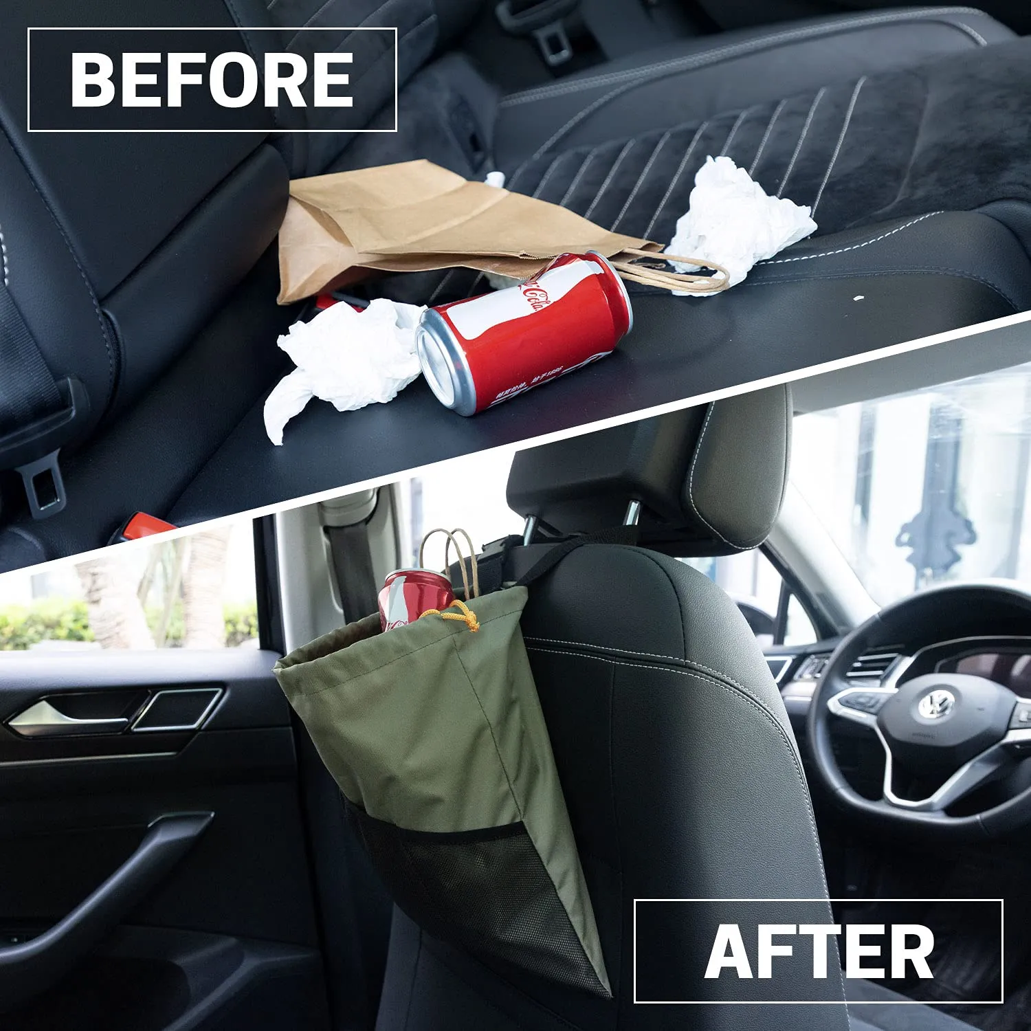 GNEGNI 2PCS Car Garbage Can, Hanging Car Trash Bag with Waterproof Leakproof Lining