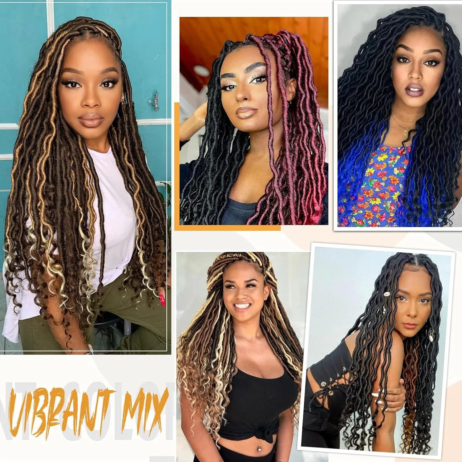 Goddess Locs Crochet Hair 18 Inch 6 Packs Ombre Faux Locs Crochet Hair For Black Women Pre Looped Faux Locs With Curly Ends(1B/30/27, 18 Inch, 6 Packs)