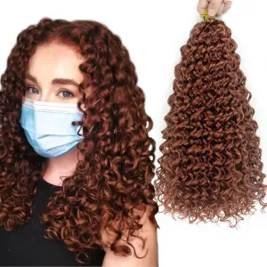 Gogo Curl 14 Inch 8 Packs Curly Crochet Hair for Black Women Ginger Copper Red Color 350 Wavy Beach Curls Crochet Hair Water Wave Synthetic Curly Braiding Hair Extensions(14inch 8pack, #350)