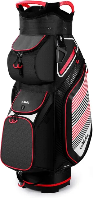 Golf Cart Bag 14 Dividers Top Clubs Organizer Lightweight with Cooler Pouch, Dust Cover and Backpack Strap