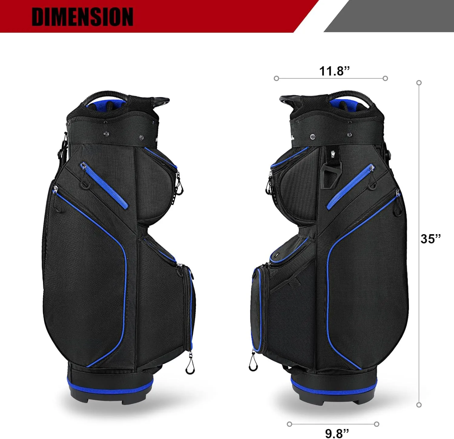 Golf Cart Bag 14 Dividers Top Clubs Organizer Lightweight with Cooler Pouch, Dust Cover and Backpack Strap